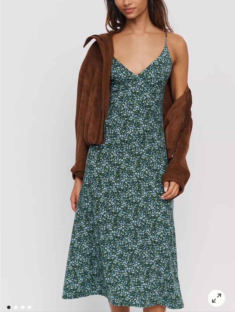 Reformation Sleeveless Green Floral Lilibet Knit Midi Dress Size M NWT